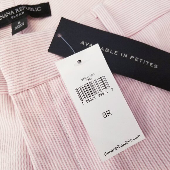 Banana Republic Modern Sloan Pink & White Striped Stretch Pants Size 8 Reg NWT - Picture 11 of 12